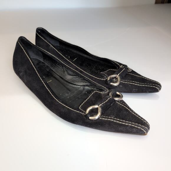 PRADA Suede Leather Embellishment Loafers Pointed Toe Made in Italy 39.5 / 9 9.5 - Picture 3 of 11